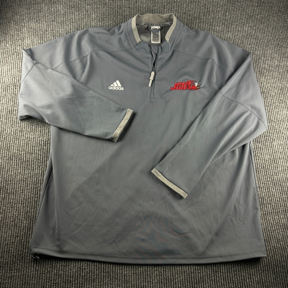 Adidas Baseball JSU Gamecocks Mens 2XL Gray Quarter Zip Pullover Jacket RN88387